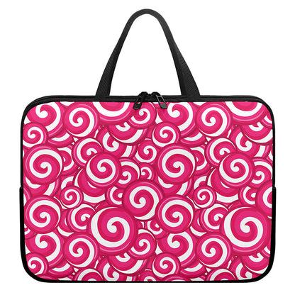 Pink Lollipop Candy Pattern Print Laptop Sleeve With Handle