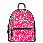 Pink Lollipop Candy Pattern Print Leather Backpack