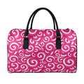 Pink Lollipop Candy Pattern Print Leather Duffel Bag