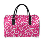 Pink Lollipop Candy Pattern Print Leather Duffle Bag