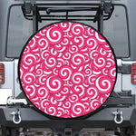 Pink Lollipop Candy Pattern Print Leather Spare Tire Cover