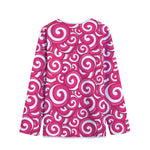 Pink Lollipop Candy Pattern Print Long Sleeve Short Coat