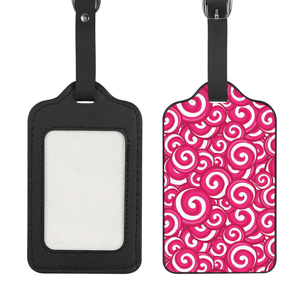 Pink Lollipop Candy Pattern Print Luggage Tag