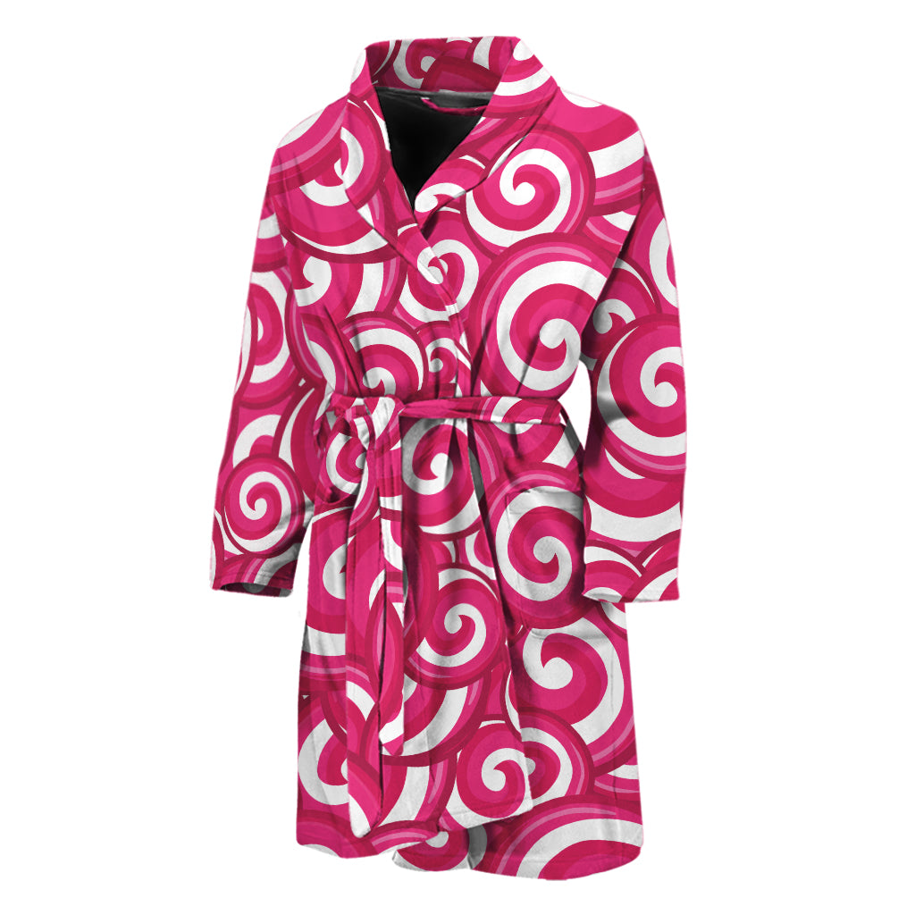 Pink Lollipop Candy Pattern Print Men's Bathrobe