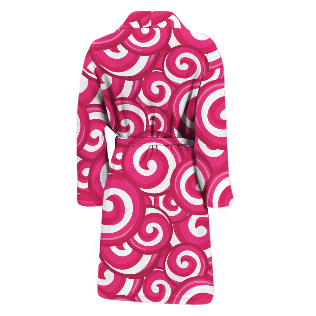 Pink Lollipop Candy Pattern Print Men's Bathrobe