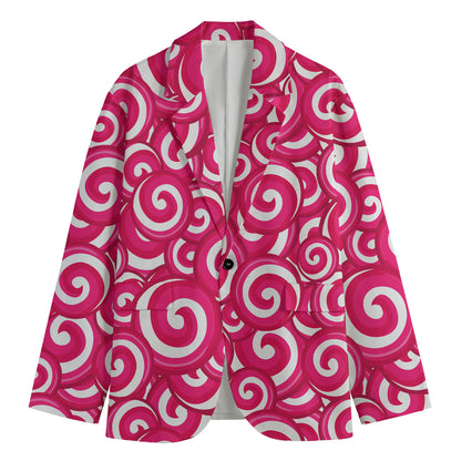 Pink Lollipop Candy Pattern Print Men's Blazer