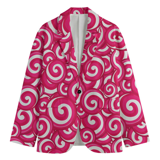 Pink Lollipop Candy Pattern Print Men's Blazer
