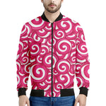 Pink Lollipop Candy Pattern Print Men's Bomber Jacket