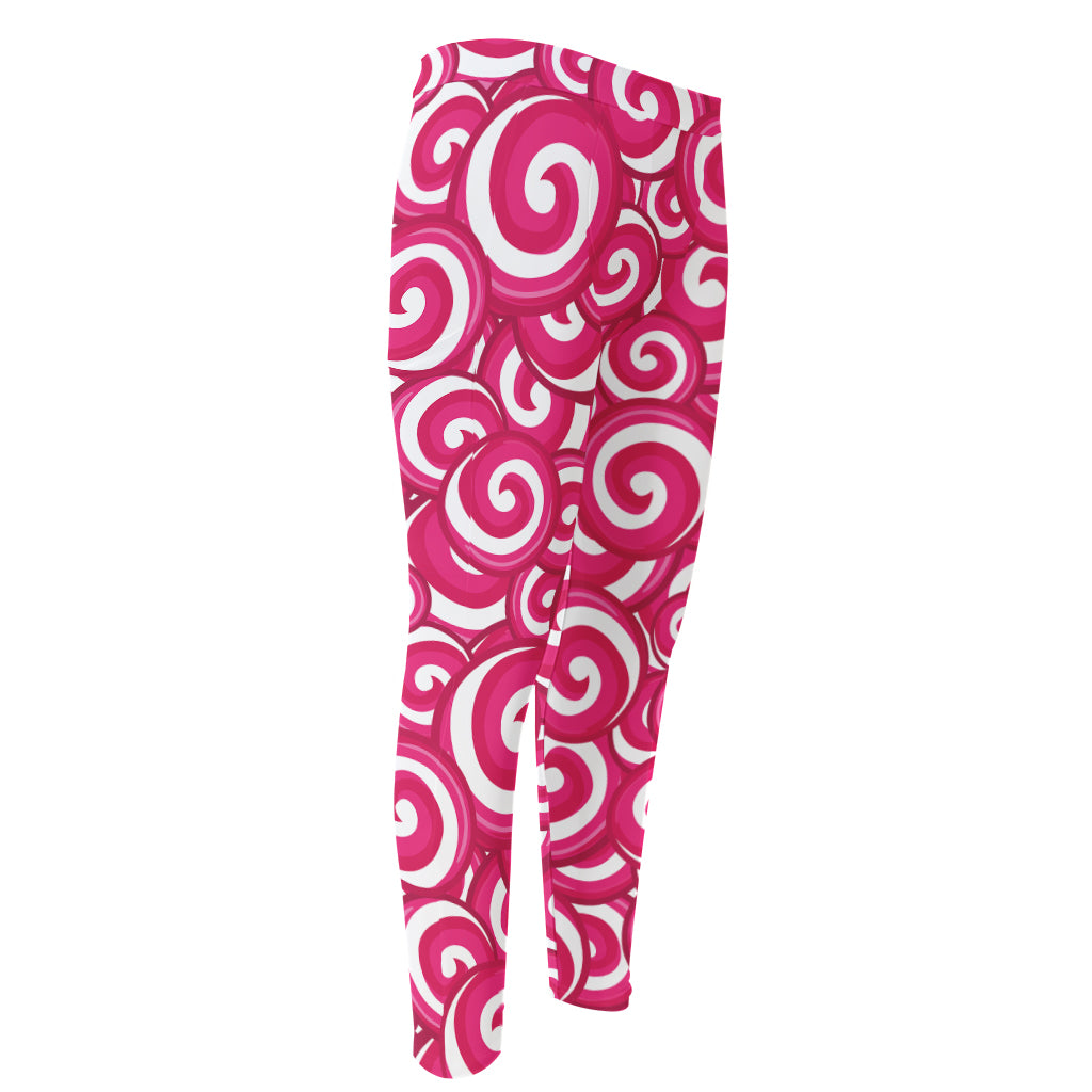 Pink Lollipop Candy Pattern Print Men's Compression Pants