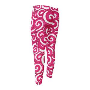 Pink Lollipop Candy Pattern Print Men's Compression Pants