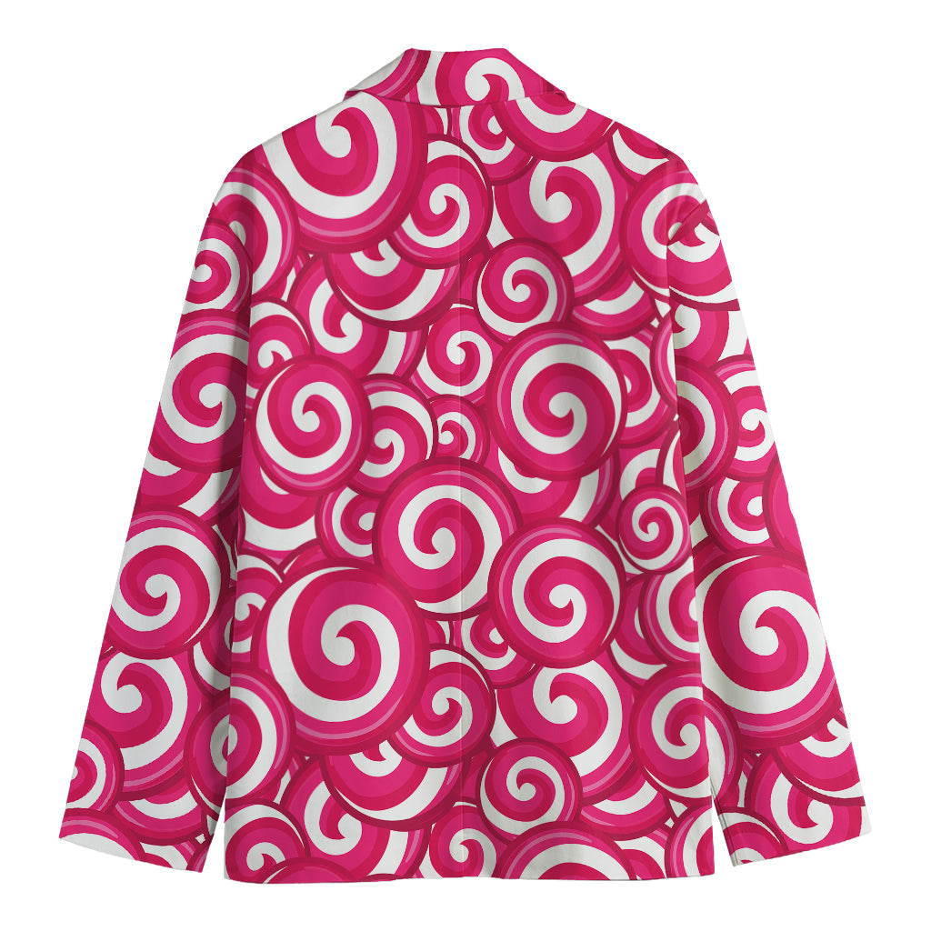 Pink Lollipop Candy Pattern Print Men's Cotton Blazer