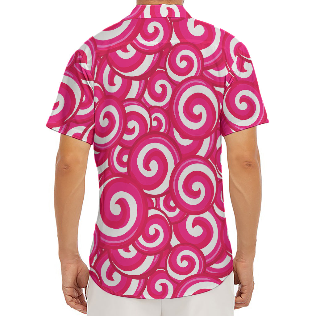 Pink Lollipop Candy Pattern Print Men's Deep V-Neck Shirt