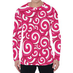 Pink Lollipop Candy Pattern Print Men's Long Sleeve T-Shirt