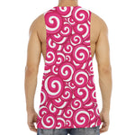 Pink Lollipop Candy Pattern Print Men's Muscle Tank Top