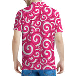 Pink Lollipop Candy Pattern Print Men's Polo Shirt