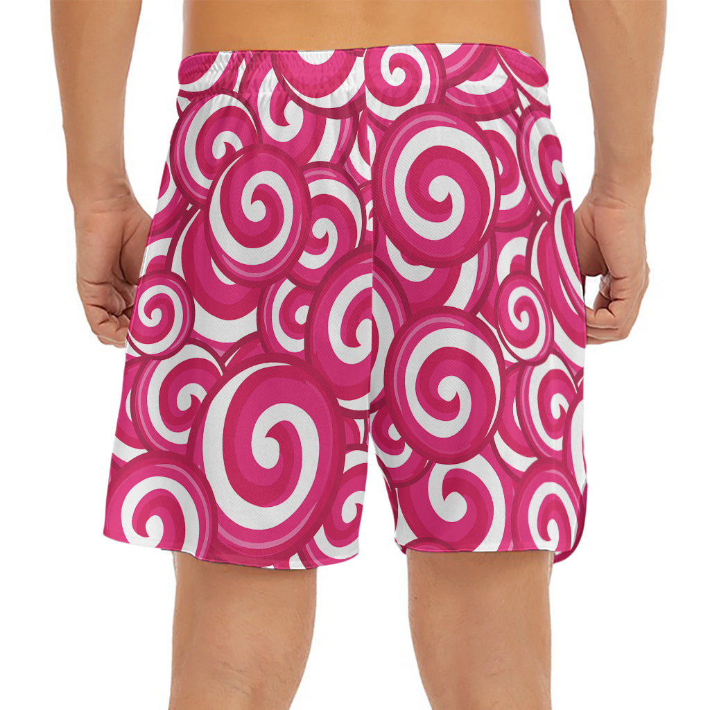 Pink Lollipop Candy Pattern Print Men's Split Running Shorts