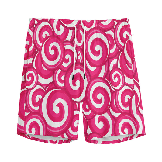 Pink Lollipop Candy Pattern Print Men's Sports Shorts