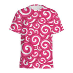 Pink Lollipop Candy Pattern Print Men's Sports T-Shirt