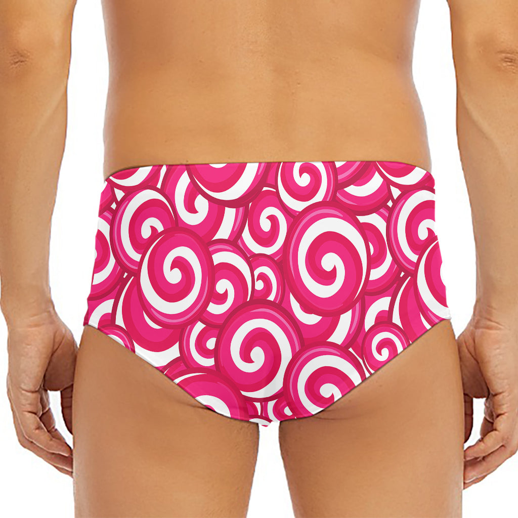 Pink Lollipop Candy Pattern Print Men's Triangle Swim Briefs