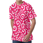 Pink Lollipop Candy Pattern Print Men's Velvet T-Shirt