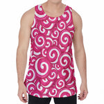 Pink Lollipop Candy Pattern Print Men's Velvet Tank Top