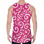 Pink Lollipop Candy Pattern Print Men's Velvet Tank Top