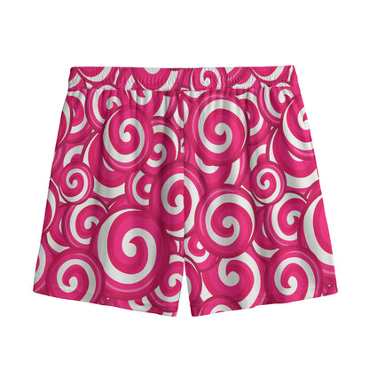 Pink Lollipop Candy Pattern Print Mesh Shorts