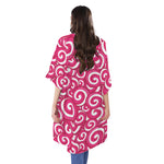 Pink Lollipop Candy Pattern Print Open Front Beach Cover Up