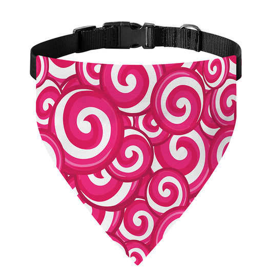 Pink Lollipop Candy Pattern Print Over The Collar Dog Bandana