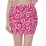 Pink Lollipop Candy Pattern Print Pencil Mini Skirt