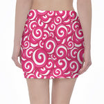 Pink Lollipop Candy Pattern Print Pencil Mini Skirt