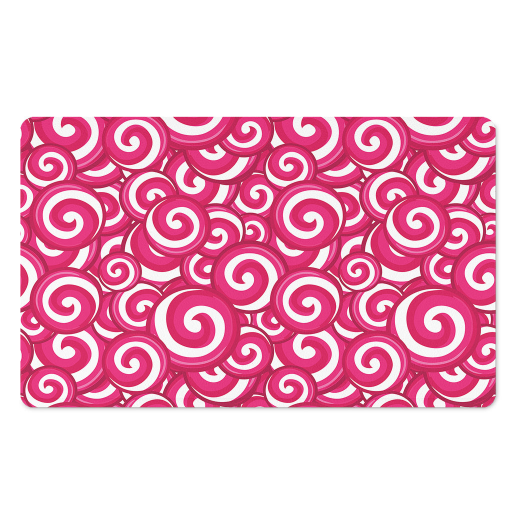 Pink Lollipop Candy Pattern Print Polyester Doormat