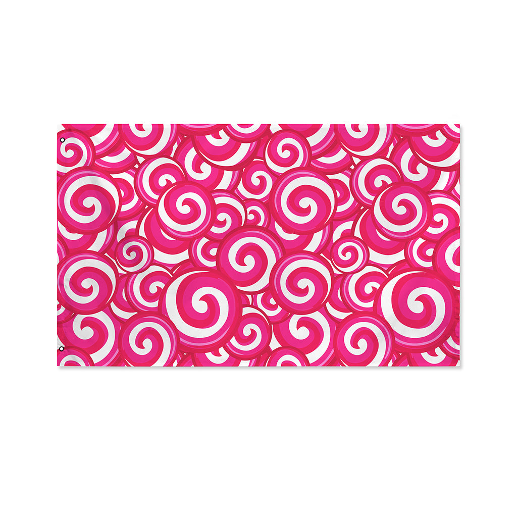 Pink Lollipop Candy Pattern Print Polyester Flag