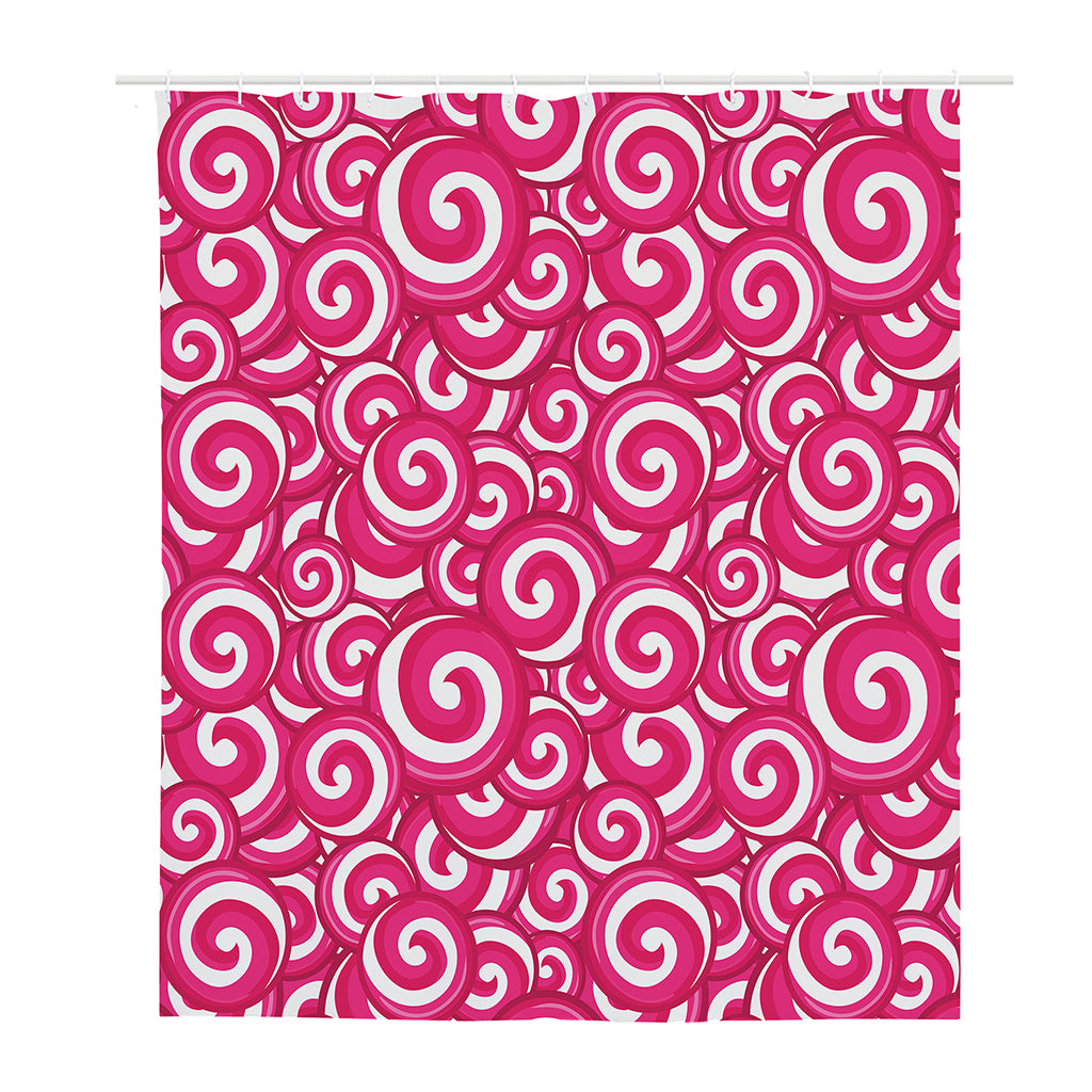 Pink Lollipop Candy Pattern Print Polyester Shower Curtain
