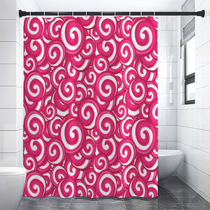 Pink Lollipop Candy Pattern Print Premium Shower Curtain