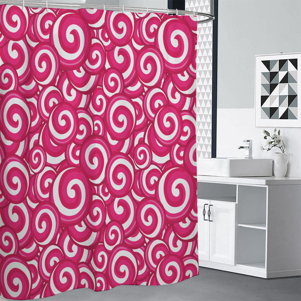 Pink Lollipop Candy Pattern Print Premium Shower Curtain