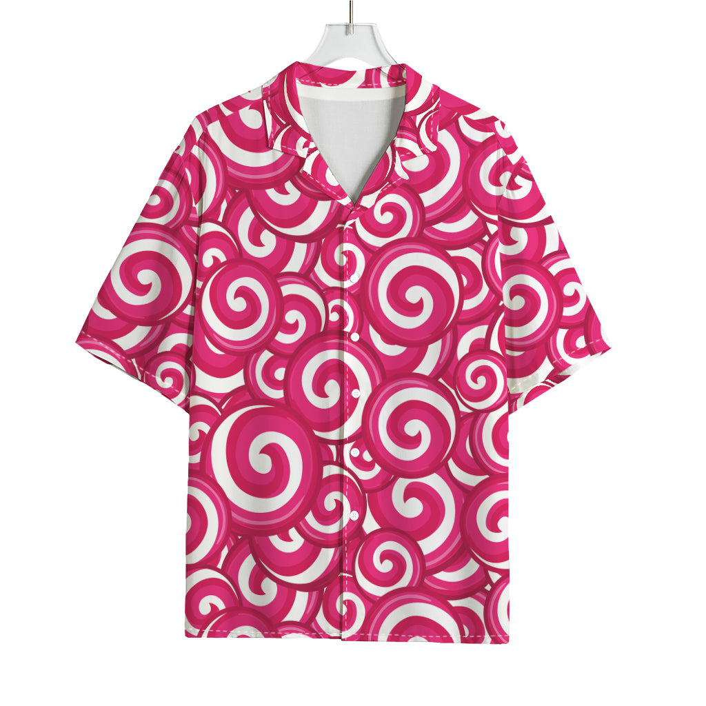 Pink Lollipop Candy Pattern Print Rayon Hawaiian Shirt