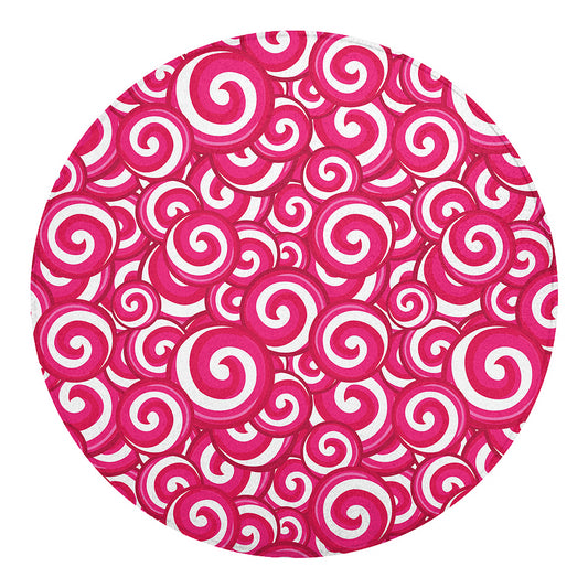 Pink Lollipop Candy Pattern Print Round Blanket