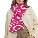 Pink Lollipop Candy Pattern Print Scarf