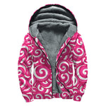 Pink Lollipop Candy Pattern Print Sherpa Lined Zip Up Hoodie
