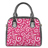 Pink Lollipop Candy Pattern Print Shoulder Handbag