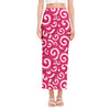 Pink Lollipop Candy Pattern Print Side Slit Maxi Skirt