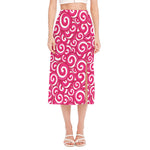 Pink Lollipop Candy Pattern Print Side Slit Midi Skirt