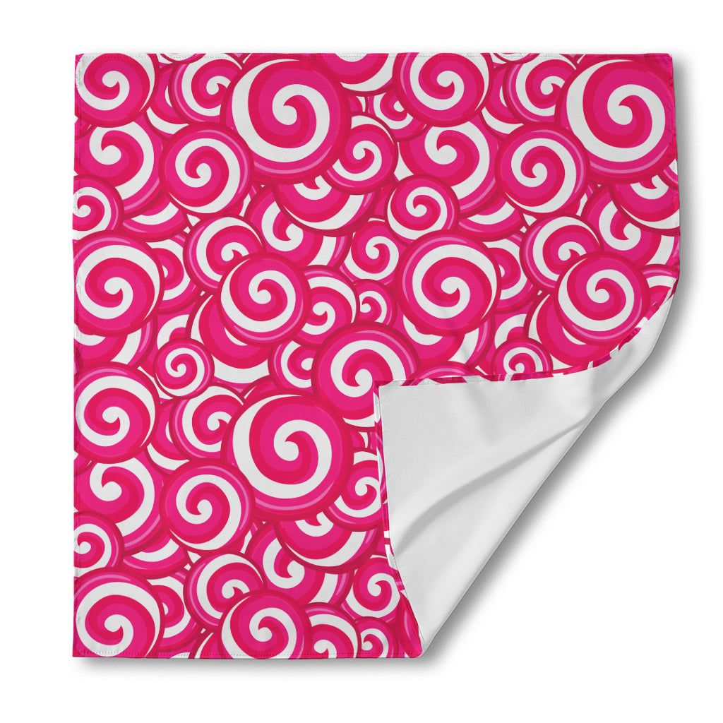 Pink Lollipop Candy Pattern Print Silk Bandana