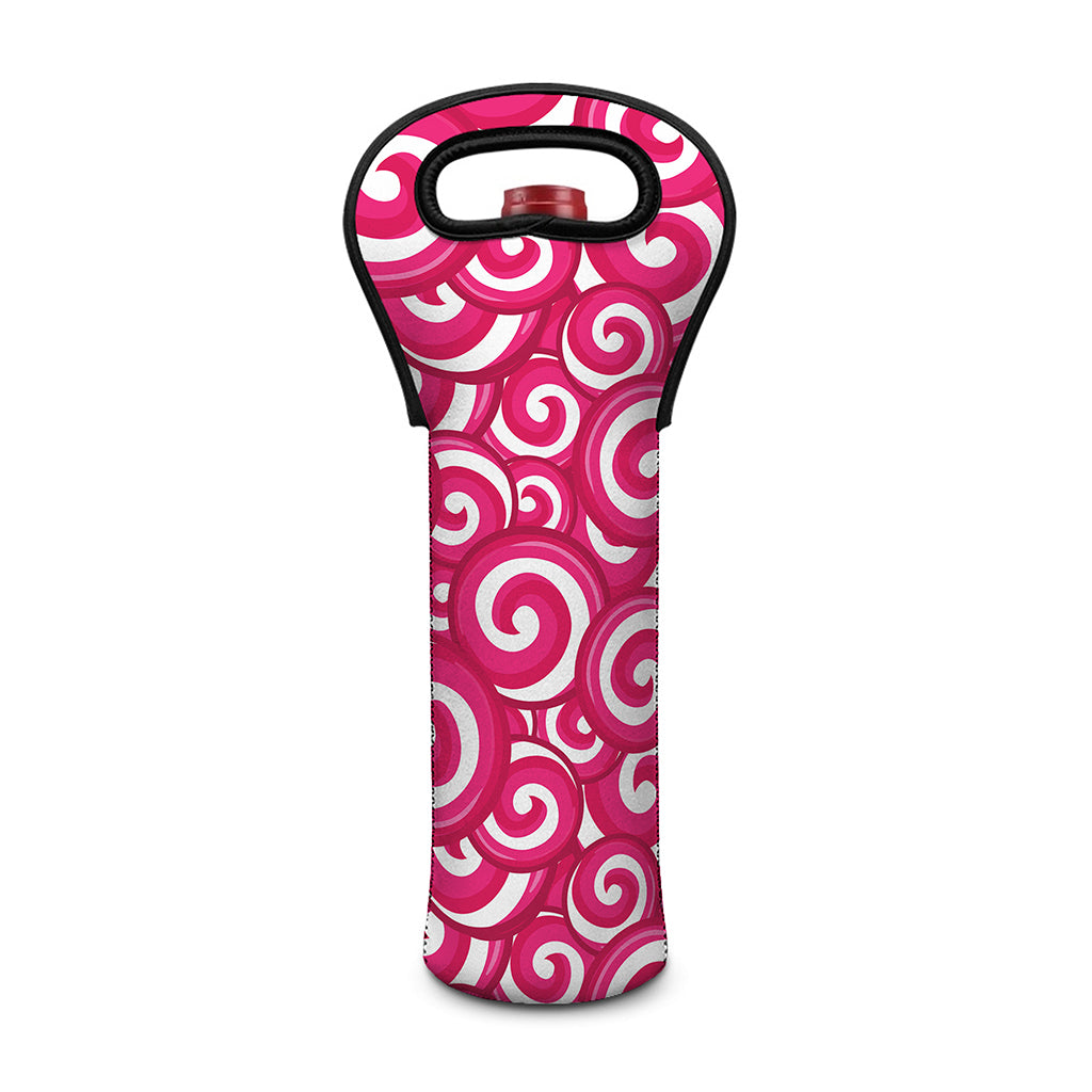 Pink Lollipop Candy Pattern Print Single Neoprene Wine Tote