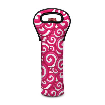 Pink Lollipop Candy Pattern Print Single Neoprene Wine Tote