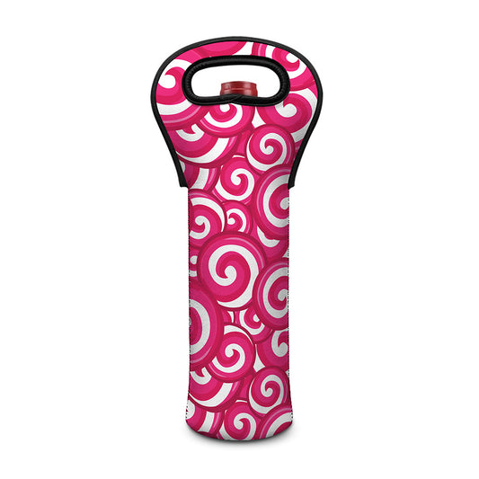 Pink Lollipop Candy Pattern Print Single Neoprene Wine Tote