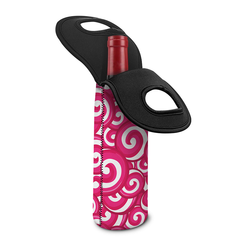 Pink Lollipop Candy Pattern Print Single Neoprene Wine Tote