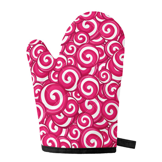 Pink Lollipop Candy Pattern Print Single Oven Mitt