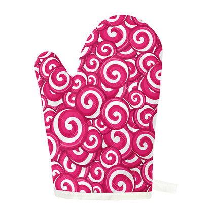 Pink Lollipop Candy Pattern Print Single Oven Mitt